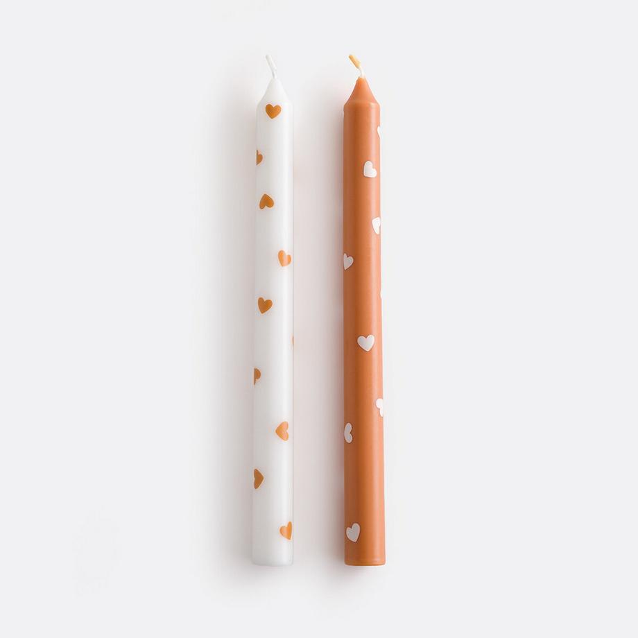 Lot de 2 bougies imprimées coeur