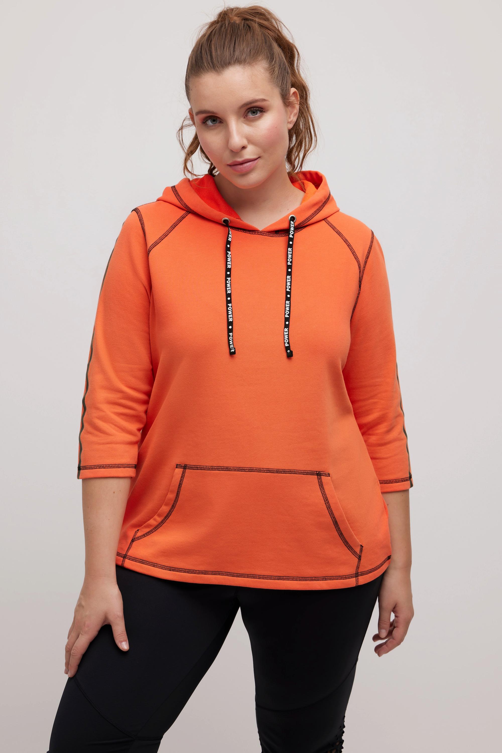 Ulla Popken  Sweat à capuche, coutures de couleur, manches 3/4 