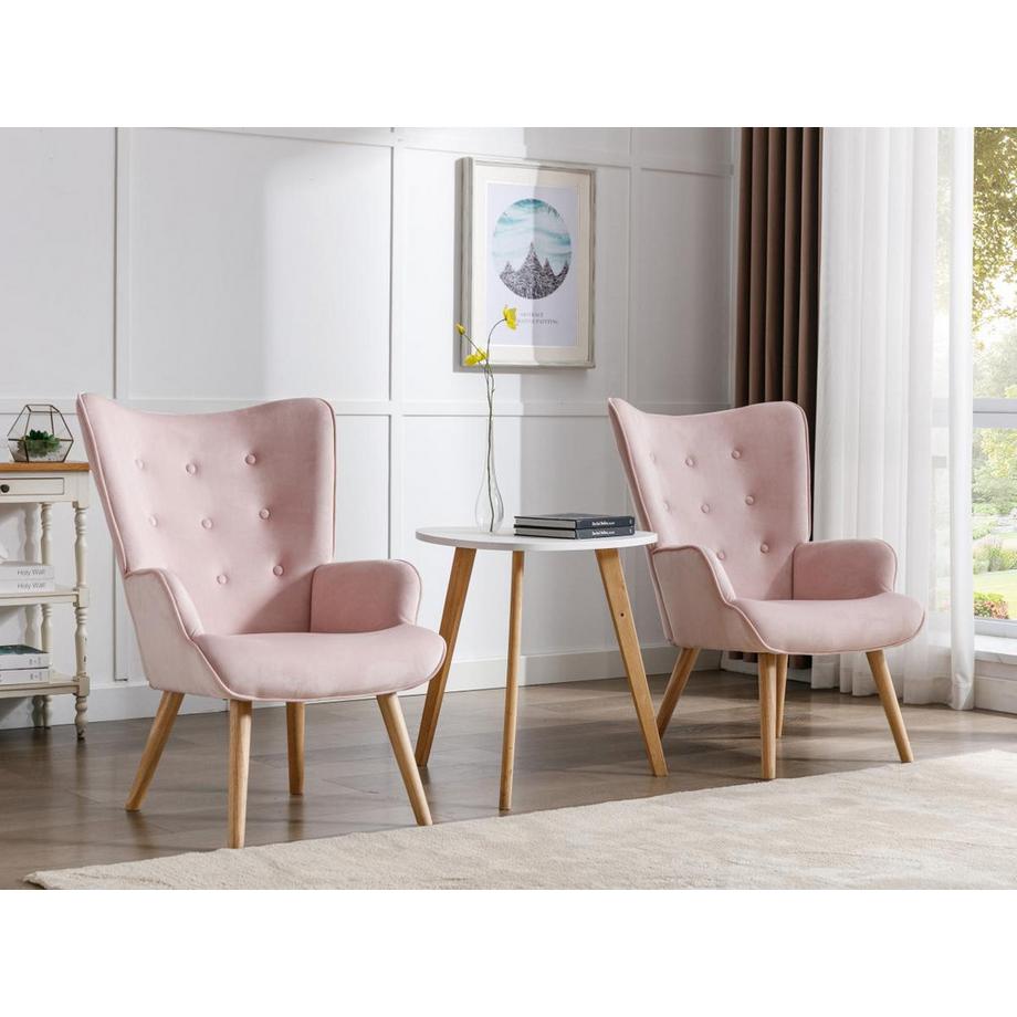 Vente-unique Fauteuil en velours rose VATELY  