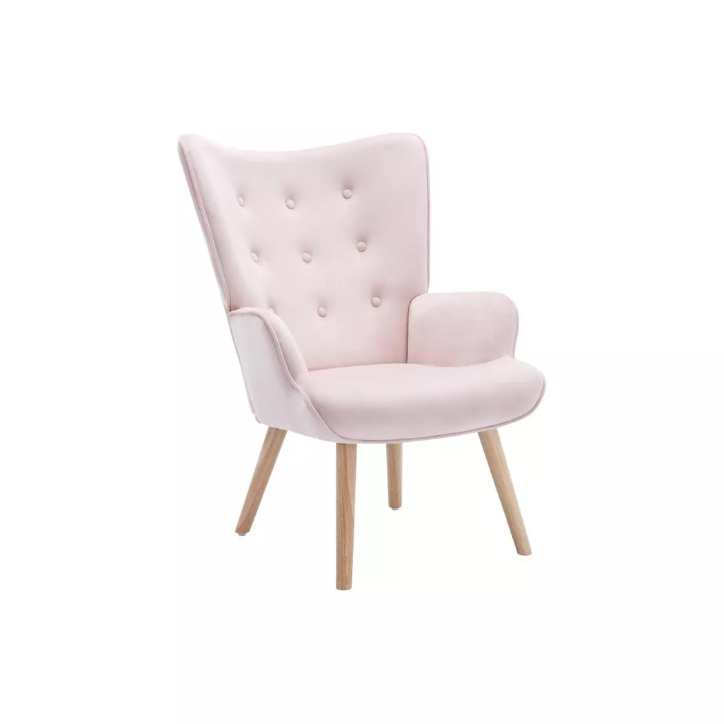 Vente-unique - Fauteuil en velours rose vately