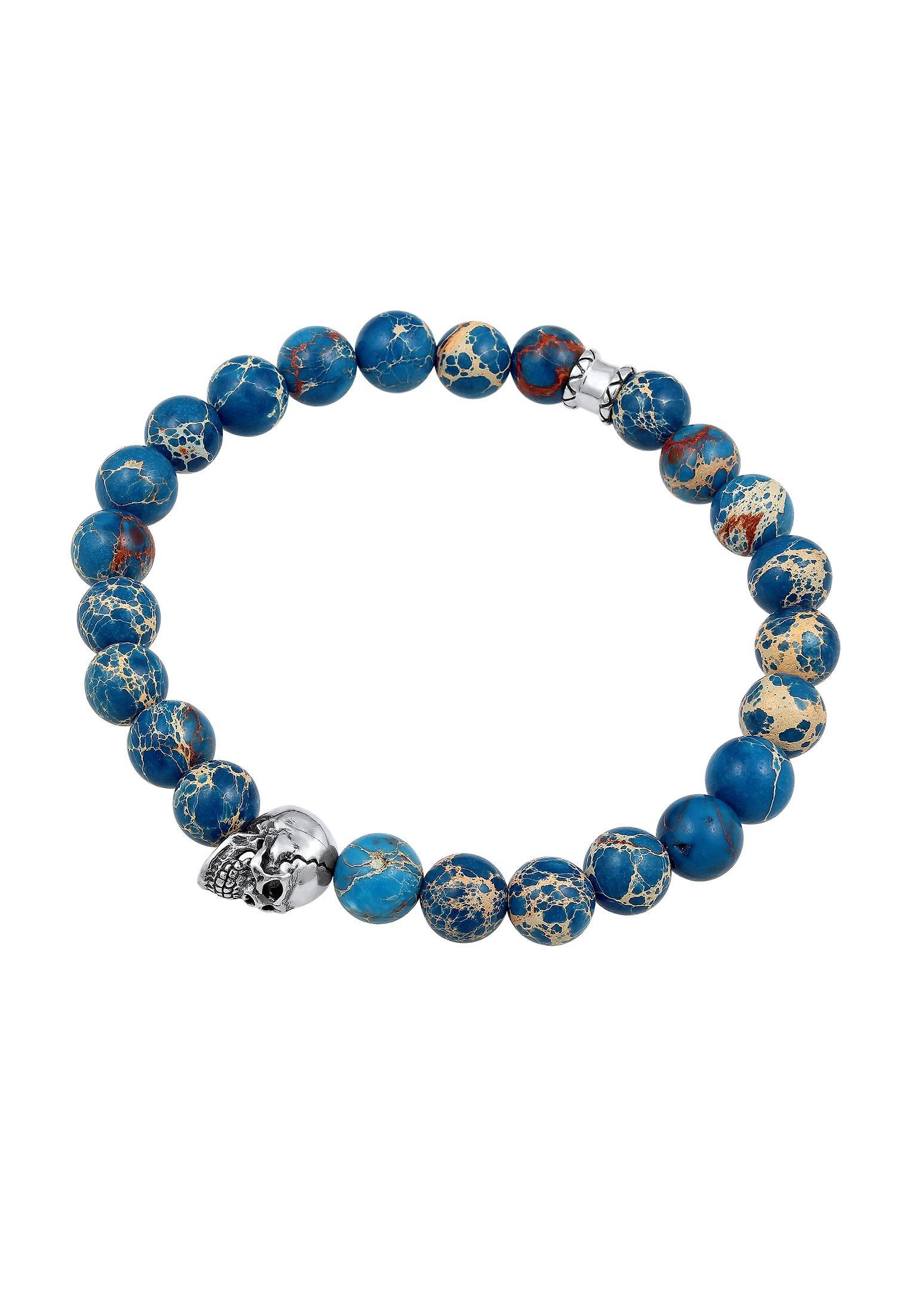 Kuzzoi  Armband  Totenkopf Blau-Gefärbter Achat 925 Silber 