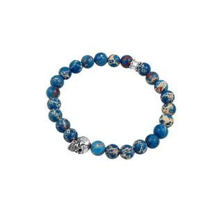 Kuzzoi  Armband  Totenkopf Blau-Gefärbter Achat 925 Silber 