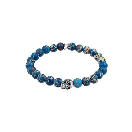 Kuzzoi  Armband  Totenkopf Blau-Gefärbter Achat 925 Silber 