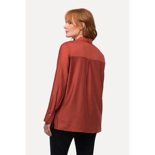 Ulla Popken  Blusa con fiocco a righe sottilissime con scollo a V e maniche lunghe 