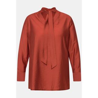 Ulla Popken  Blusa con fiocco a righe sottilissime con scollo a V e maniche lunghe 