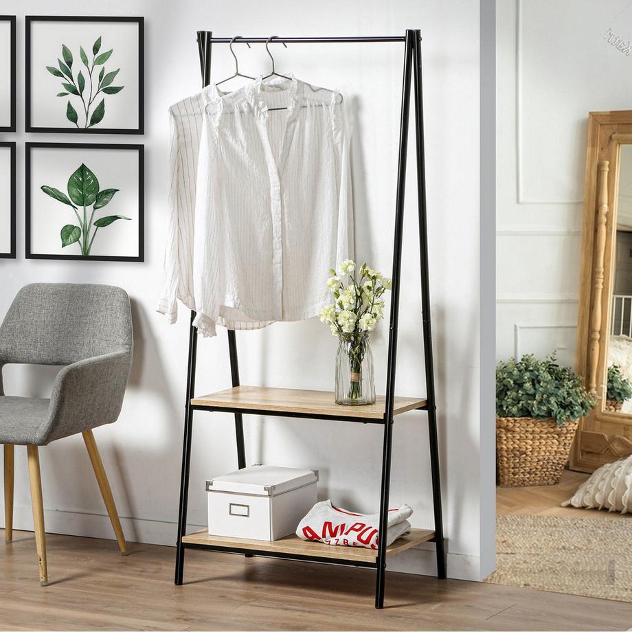 Calicosy Gardorenständer mit 2 Regalen im Industrial-Stil  