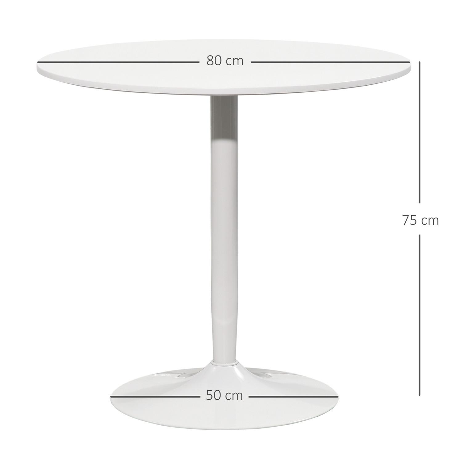 Northio Table à manger, table de cuisine ronde, table de salle à manger moderne pour 2 personnes, table de bar à piliers avec pied en acier, repose-pieds antidérapant, table basse pour le salon, Ø80 x 75 cm, blanc |  