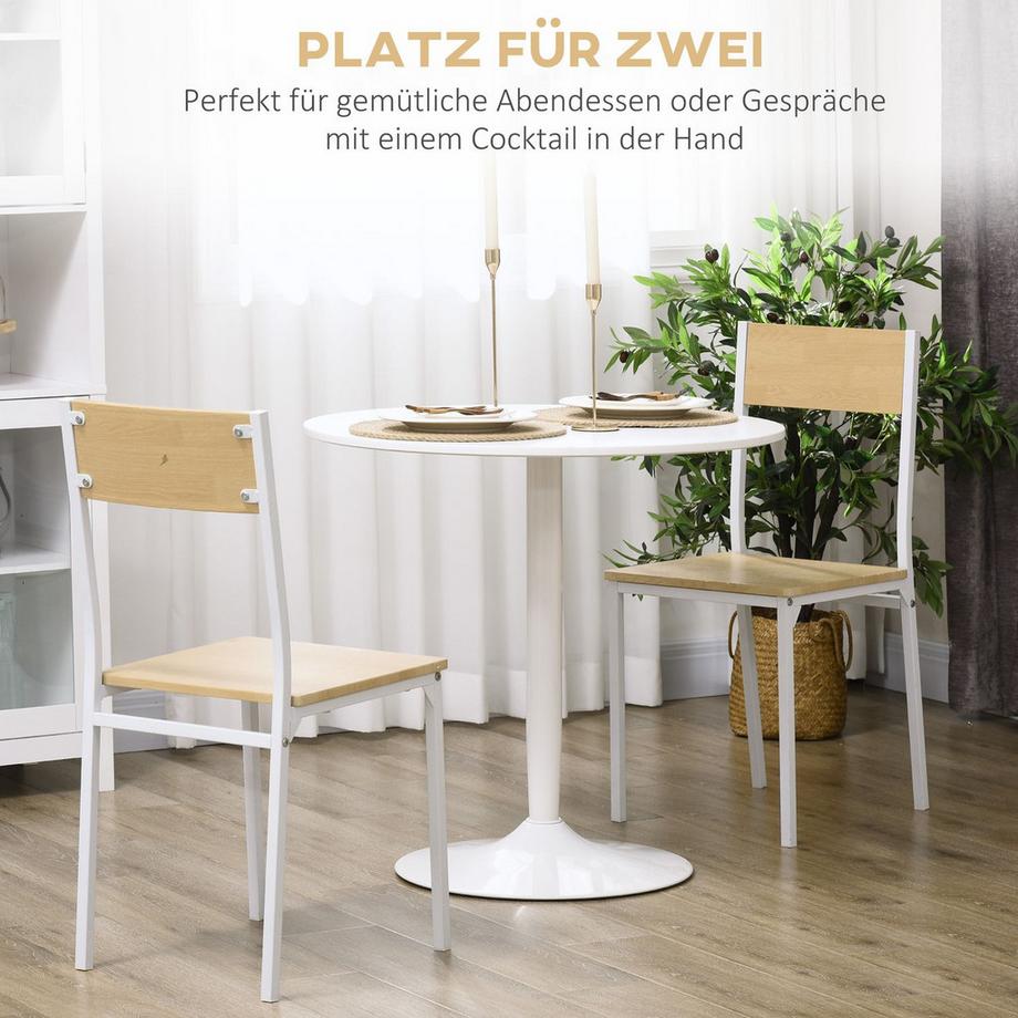 Northio Esstisch, Runder Küchentisch, Moderner Esszimmertisch für 2 Personen, Bartisch Säulentisch mit Stahlbein, Rutschfester Fußauflage, Kaffeetisch für Wohnzimmer, Ø80 x 75 cm, Weiß |  