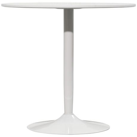 Northio Table à manger, table de cuisine ronde, table de salle à manger moderne pour 2 personnes, table de bar à piliers avec pied en acier, repose-pieds antidérapant, table basse pour le salon, Ø80 x 75 cm, blanc |  