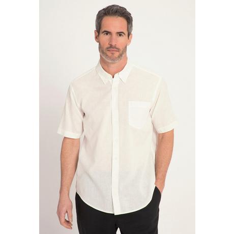 JP1880  Chemise en lin mélangé. Manches courtes et col à pointes boutonnées. Coupe Modern Fit. 