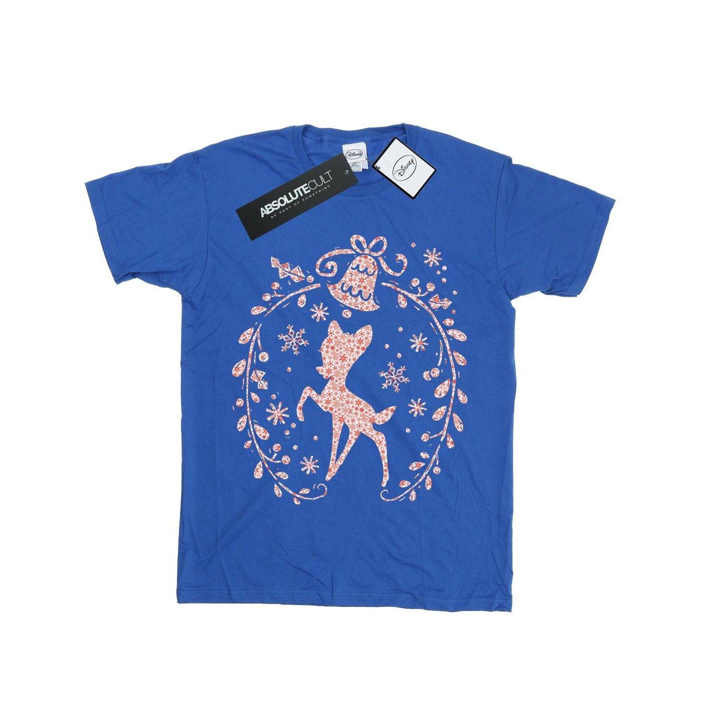 Image of Bambi Christmas Wreath Tshirt Unisex Königsblau 152-158