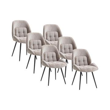 Lot de 6 chaises en tissu texturé et métal - Taupe - LIONIZA de Maison Céphy