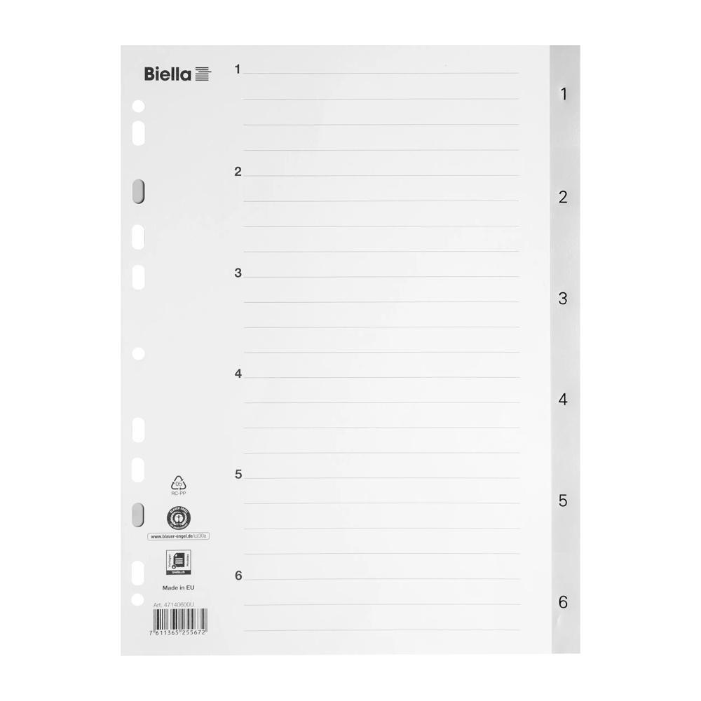 Biella  PP Register, Teilung 1-6 - x 25 