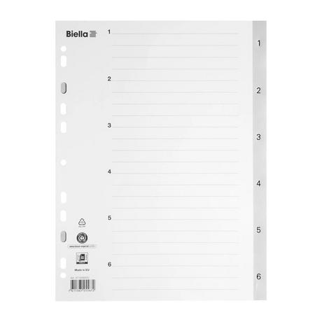 Biella  PP Register, Teilung 1-6 - x 25 