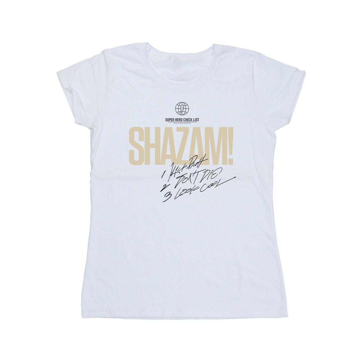 Image of Shazam Fury Of The Gods Super Hero Checklist Alt Tshirt Damen Weiss S