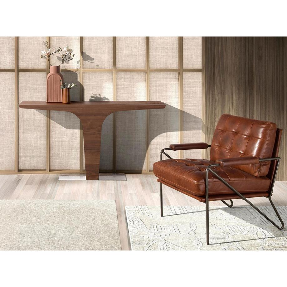 ANGEL CERDA Poltrona in pelle marrone cognac  