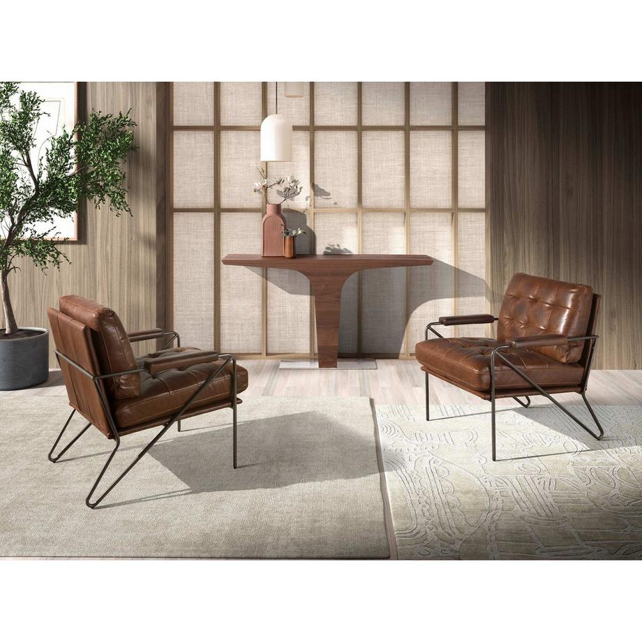 ANGEL CERDA Poltrona in pelle marrone cognac  