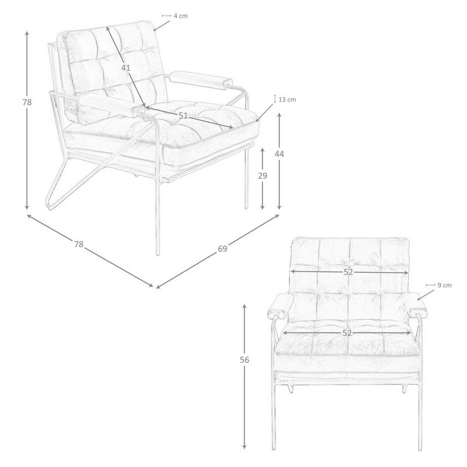 ANGEL CERDA Poltrona in pelle marrone cognac  