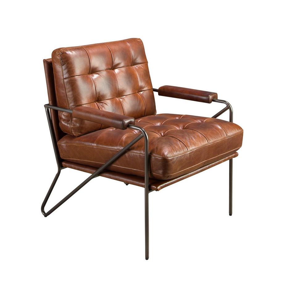 Fauteuil en cuir marron cognac