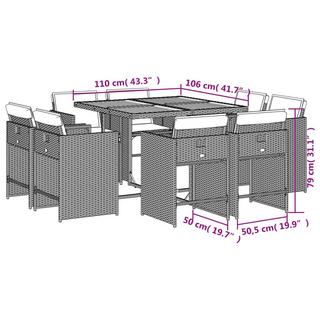 VidaXL set da pranzo da giardino Polirattan  