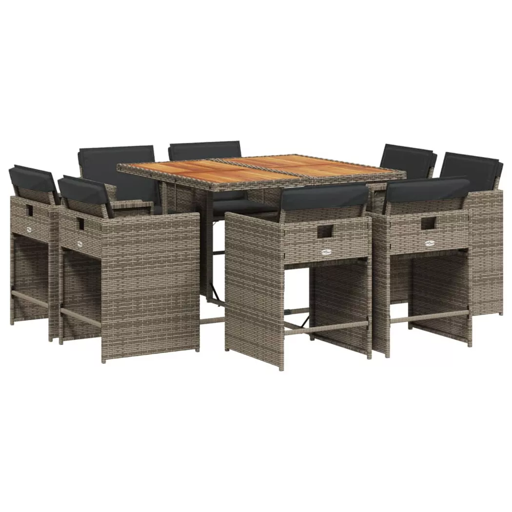 VidaXL - set da pranzo da giardino Polirattan, One Size, Grigio
