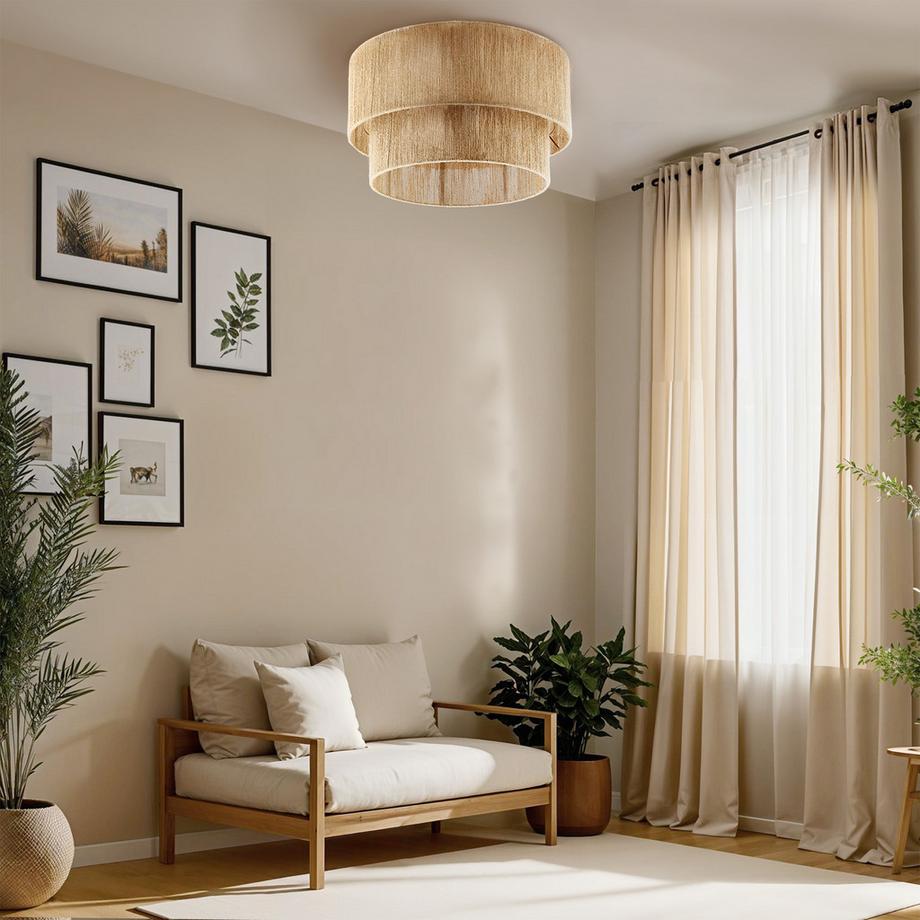 Tectake Plafoniera Lignea Lux in juta Stile boho  