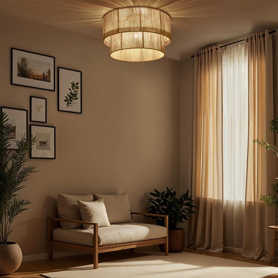 Tectake Plafoniera Lignea Lux in juta Stile boho  