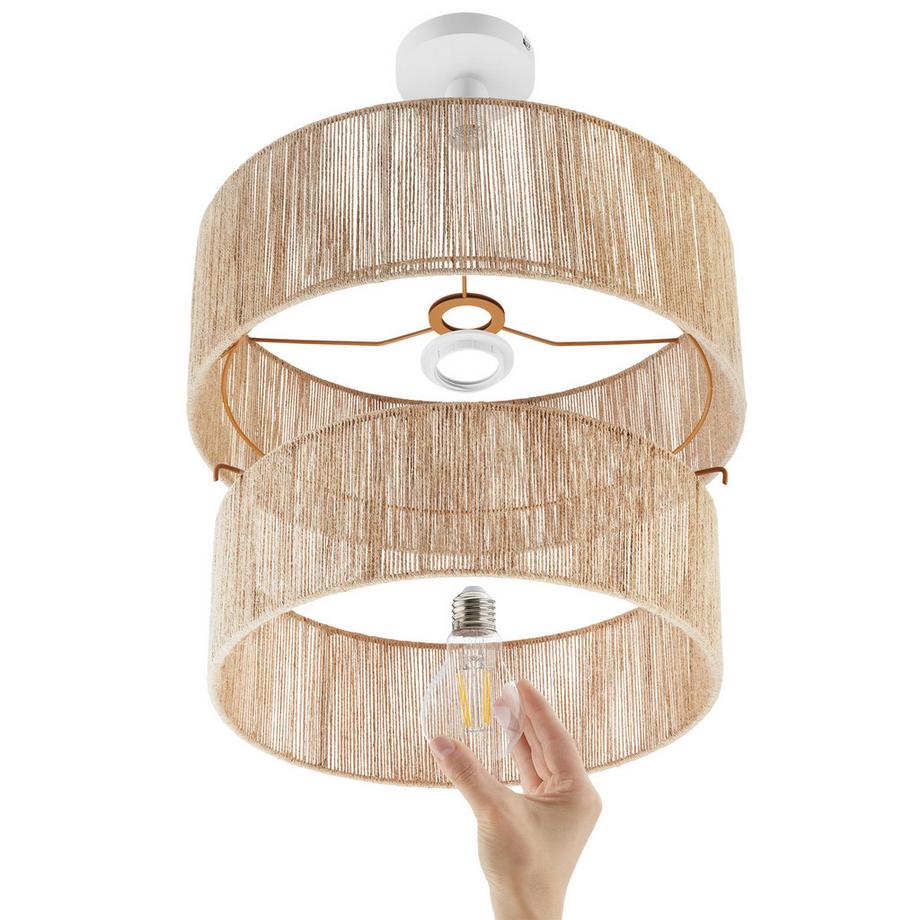 Tectake Plafoniera Lignea Lux in juta Stile boho  