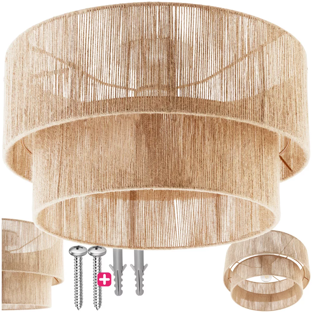 Tectake – Deckenleuchte Lignea Lux aus Jute im Boho-Stil, 40W, 39cm, Braun