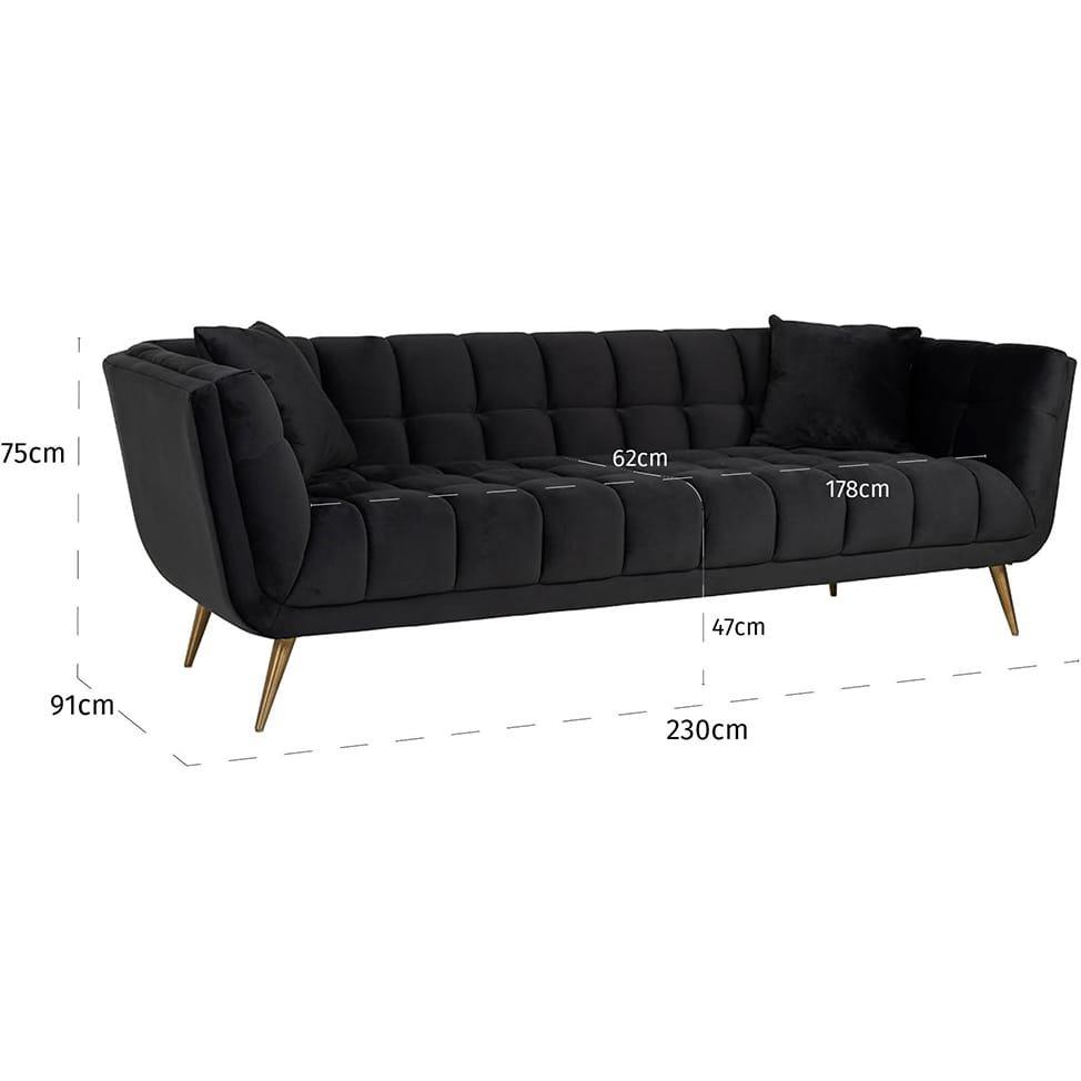 mutoni Sofa Huxley anthrazit gold gebürstet 230  