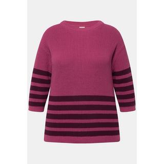 Ulla Popken Maglione Rigato Boxy Girocollo Maniche 3/4  