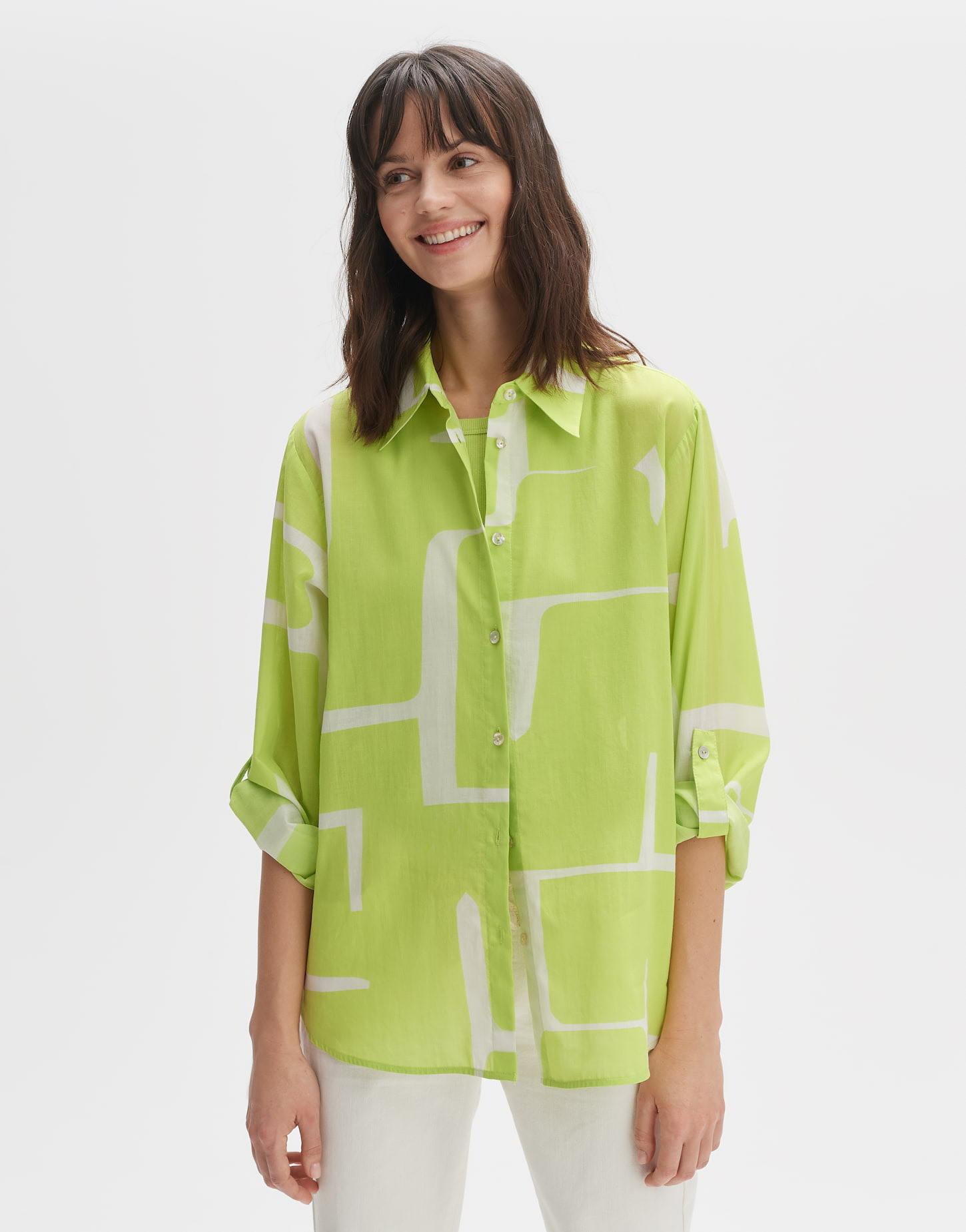 Image of Hemdbluse Fumine Graphic Gerader Schnitt Damen Pistaziengrün 40