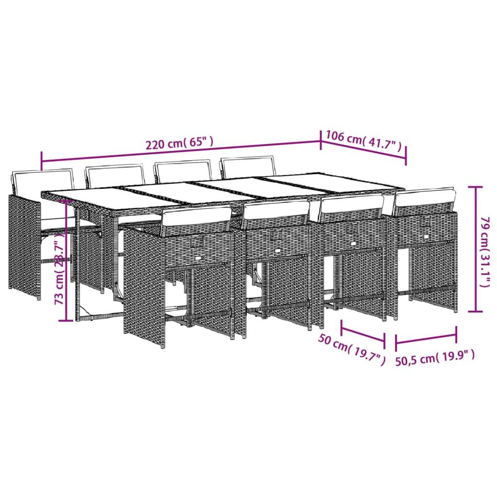 VidaXL Ensemble de salle à manger de jardin rotin synthétique  