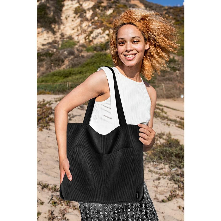 Only-bags.store Cord Tasche Umhängetasche mit Reißverschluss Gross Shopper Tasche Handtasche  