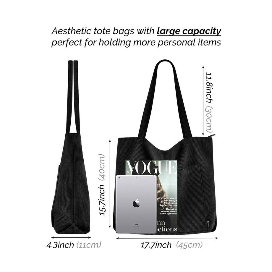Only-bags.store Cord Tasche Umhängetasche mit Reißverschluss Gross Shopper Tasche Handtasche  