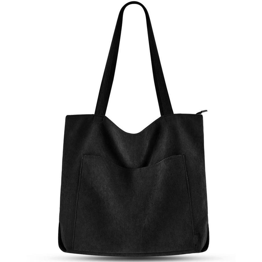 Only-bags.store Cord Tasche Umhängetasche mit Reißverschluss Gross Shopper Tasche Handtasche  