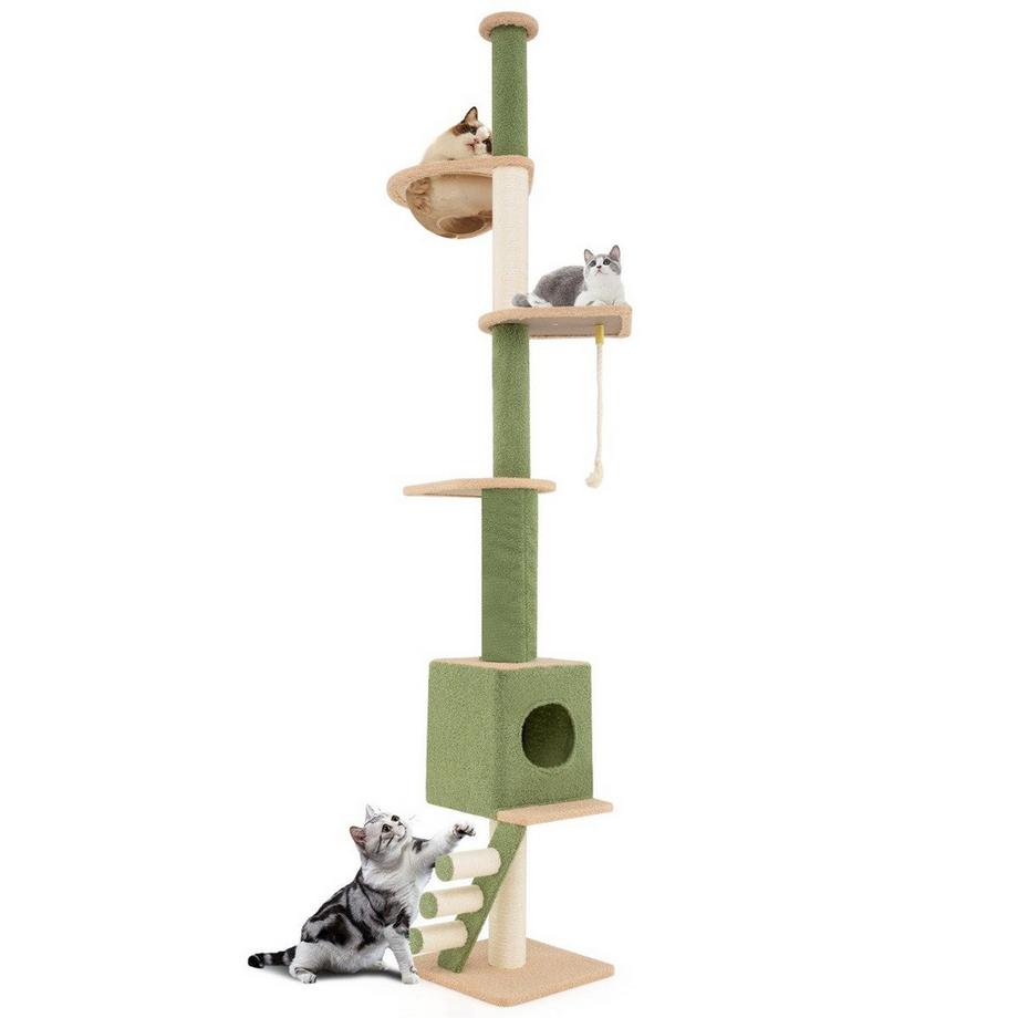Deckenhoch Kratzbaum 5-stckiger Katzenbaum mit Katzenhhle & Raumkapsel  218-253 cm 41-63CM | MANOR