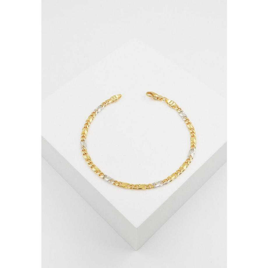 MUAU Schmuck  Bracelet 8er Collier bicolore or jaune/blanc 750, 3.2mm, 19cm 