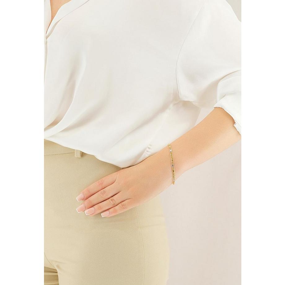 MUAU Schmuck  Bracelet 8er Collier bicolore or jaune/blanc 750, 3.2mm, 19cm 