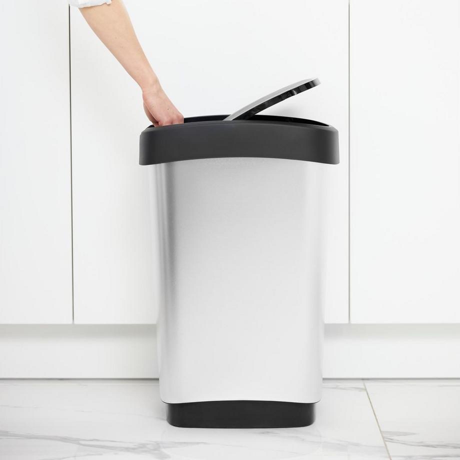 rotho Rotho - Schwingabfalleimer "Twist" silber/schwarz, 50 L  
