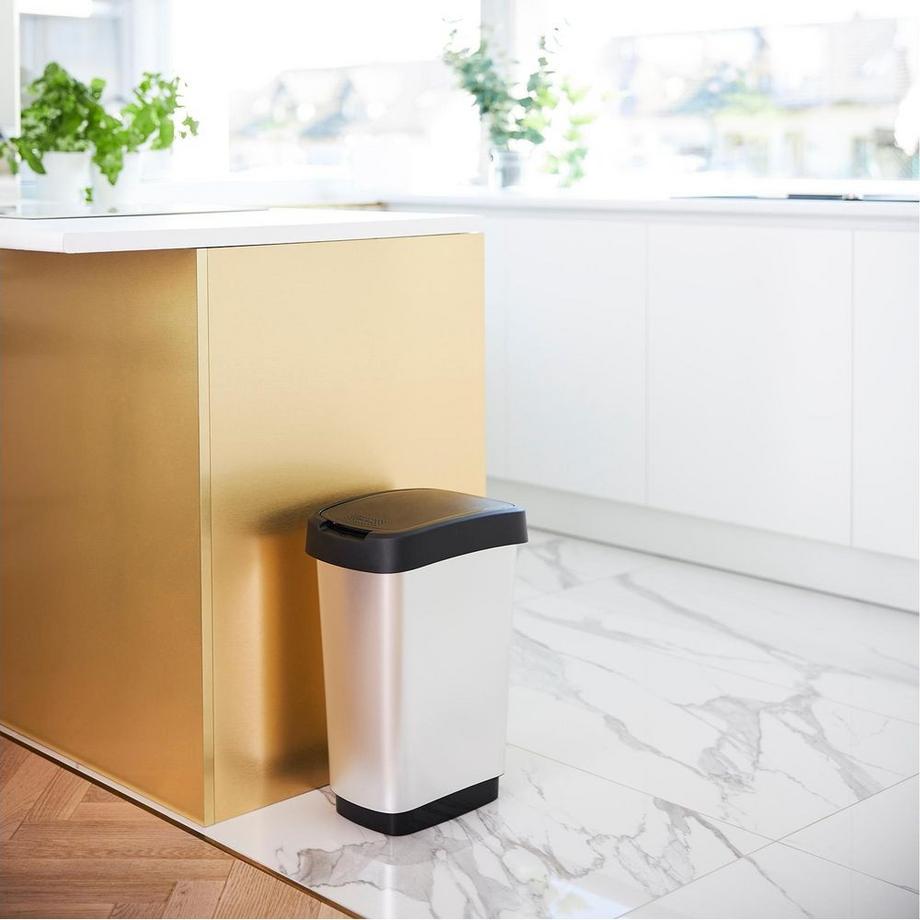 rotho Rotho - Schwingabfalleimer "Twist" silber/schwarz, 50 L  