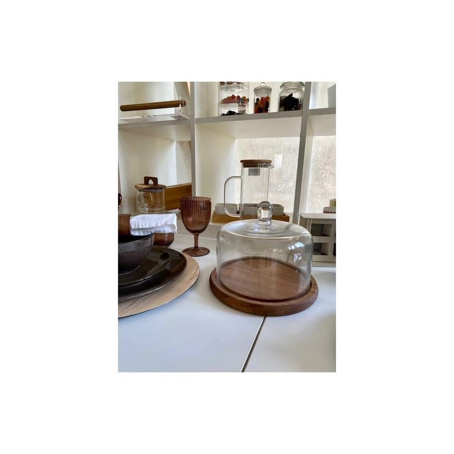 Aulica  Kuchenständer aus holz mit glasglocke 