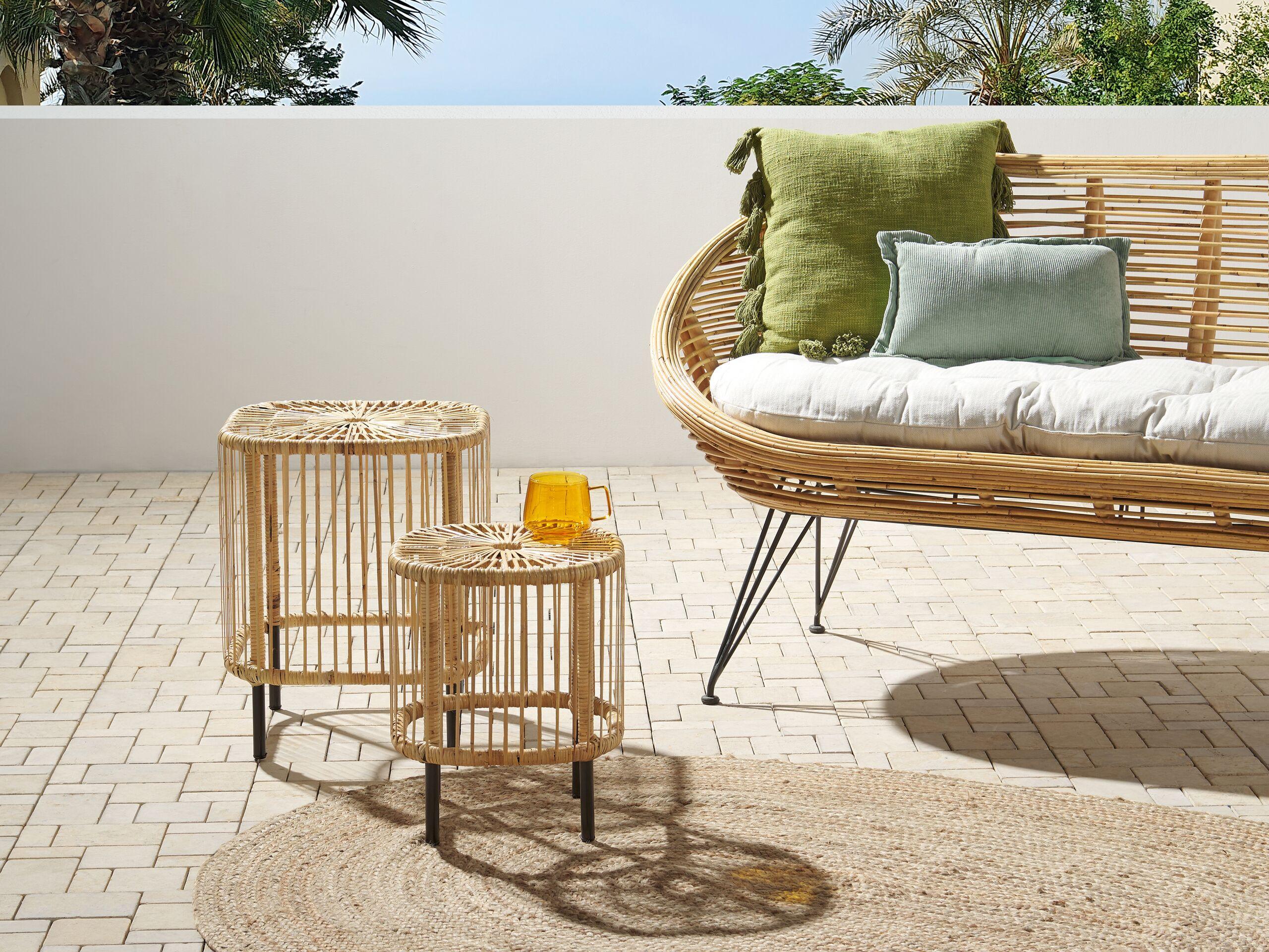 Beliani Tisch Set aus Rattan Boho CESENATICO  