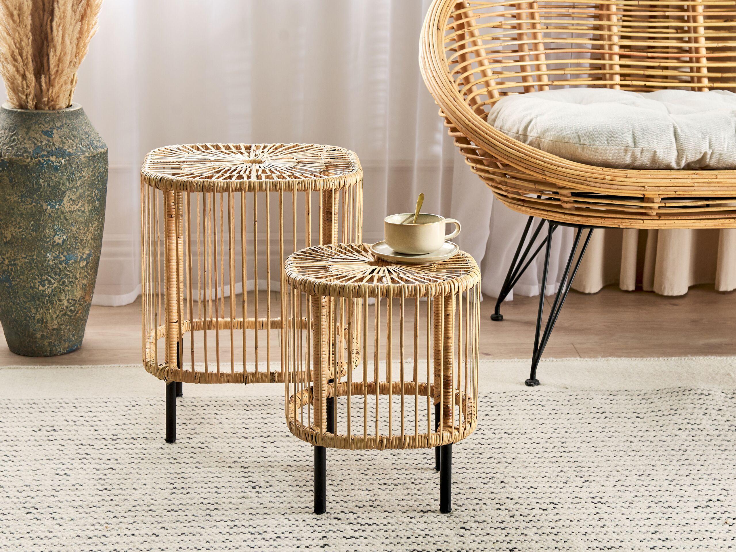 Beliani Tisch Set aus Rattan Boho CESENATICO  