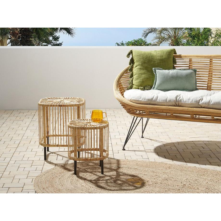 Beliani Couchtisch 2er Set aus Rattan Boho CESENATICO  