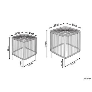 Beliani Lot de 2 tables basses en Rotin Boho CESENATICO  