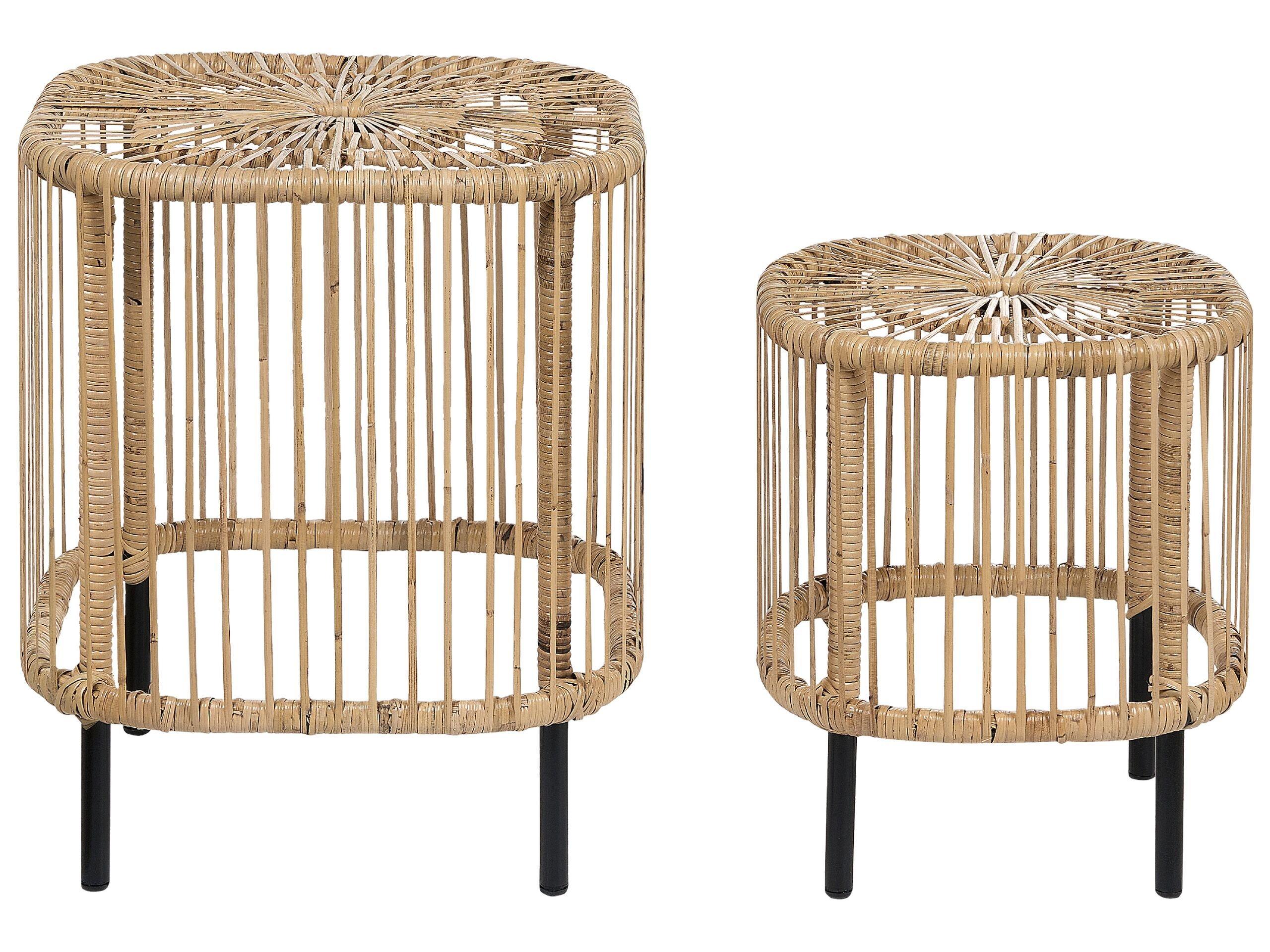 Beliani Tisch Set aus Rattan Boho CESENATICO  