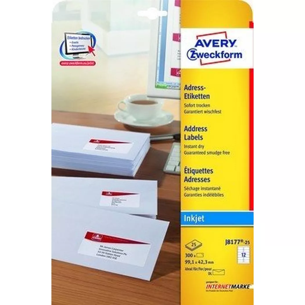 Avery Zweckform - AVERY ZWECKFORM Adressetiketten 99,1x42,3mm, 300 Stk., One Size, Weiss