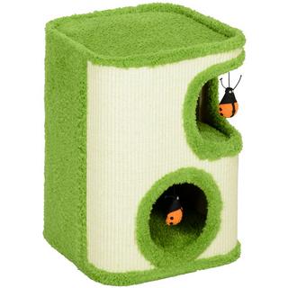 Northio  Tiragraffi alto 52 cm, botte per gatti con 2 grotte, tiragraffi con giocattoli per coccinelle, torre per gatti in sisal, per gatti fino a 5 kg, verde + bianco crema 