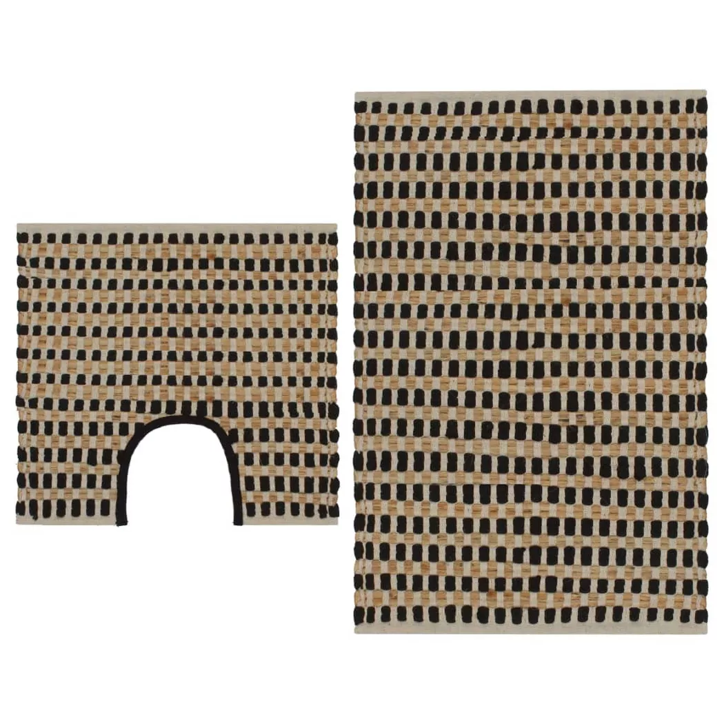 VidaXL - Tapis de bain tissu, One Size, Noir